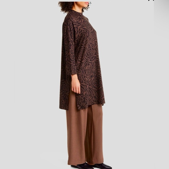 Masai Copenhagen Gretha Tunic Coffee Bean Brown Black Floral Modern Eco Friendly - Picture 4 of 17